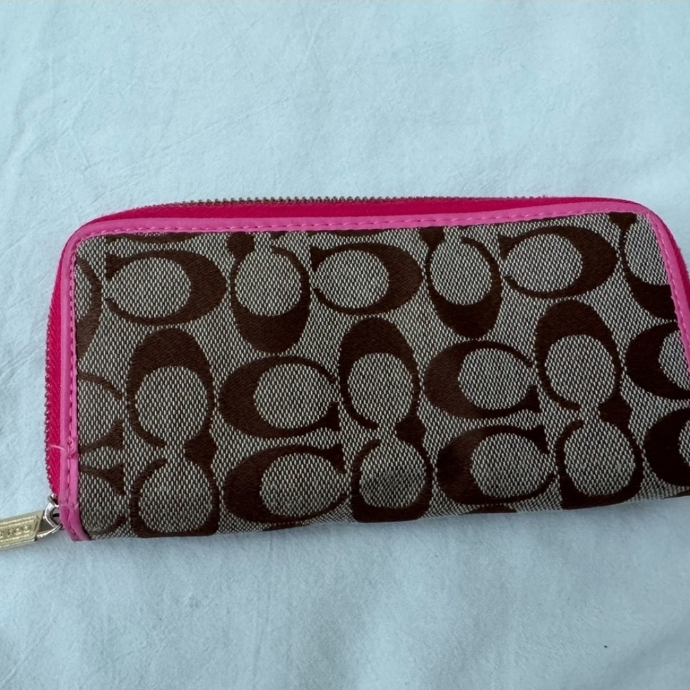 Coach Signature Brown and Pink Wallet - Picture 3 of 3